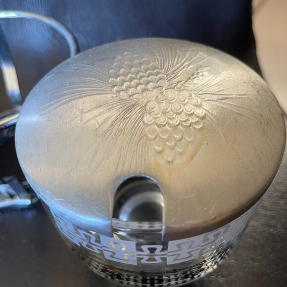 Vintage Libbey MCM Chrome Condiment Set: Glass Jars w/ Aluminum Lids - Picture 5 of 8